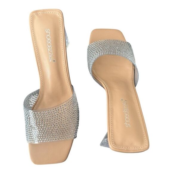 Shoe Dazzle Vela Clear Block Heeled Sandals with Modern Curved Heel Women’s 11 - Picture 12 of 13